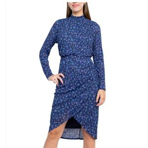 Laundry By Shelli Segal Navy Floral Long Sleeve Dress